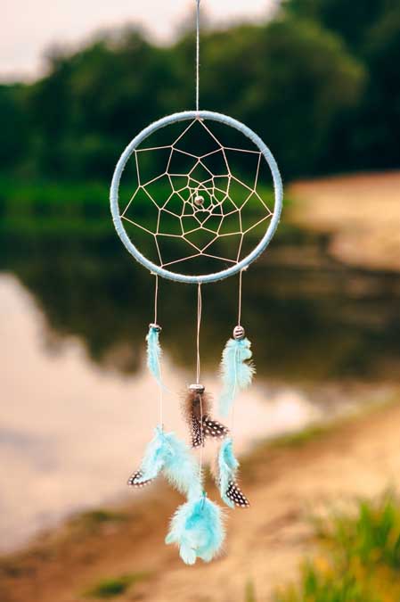 A Dream catcher hanging from a tree